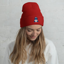 Load image into Gallery viewer, Cool Blue Panda Slouchy Cuffed Beanie
