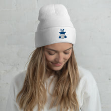 Load image into Gallery viewer, Cool Blue Panda Slouchy Cuffed Beanie
