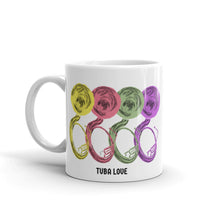 Load image into Gallery viewer, Tuba Love Mug - Ceramic White glossy Tuba mug
