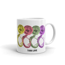 Load image into Gallery viewer, Tuba Love Mug - Ceramic White glossy Tuba mug
